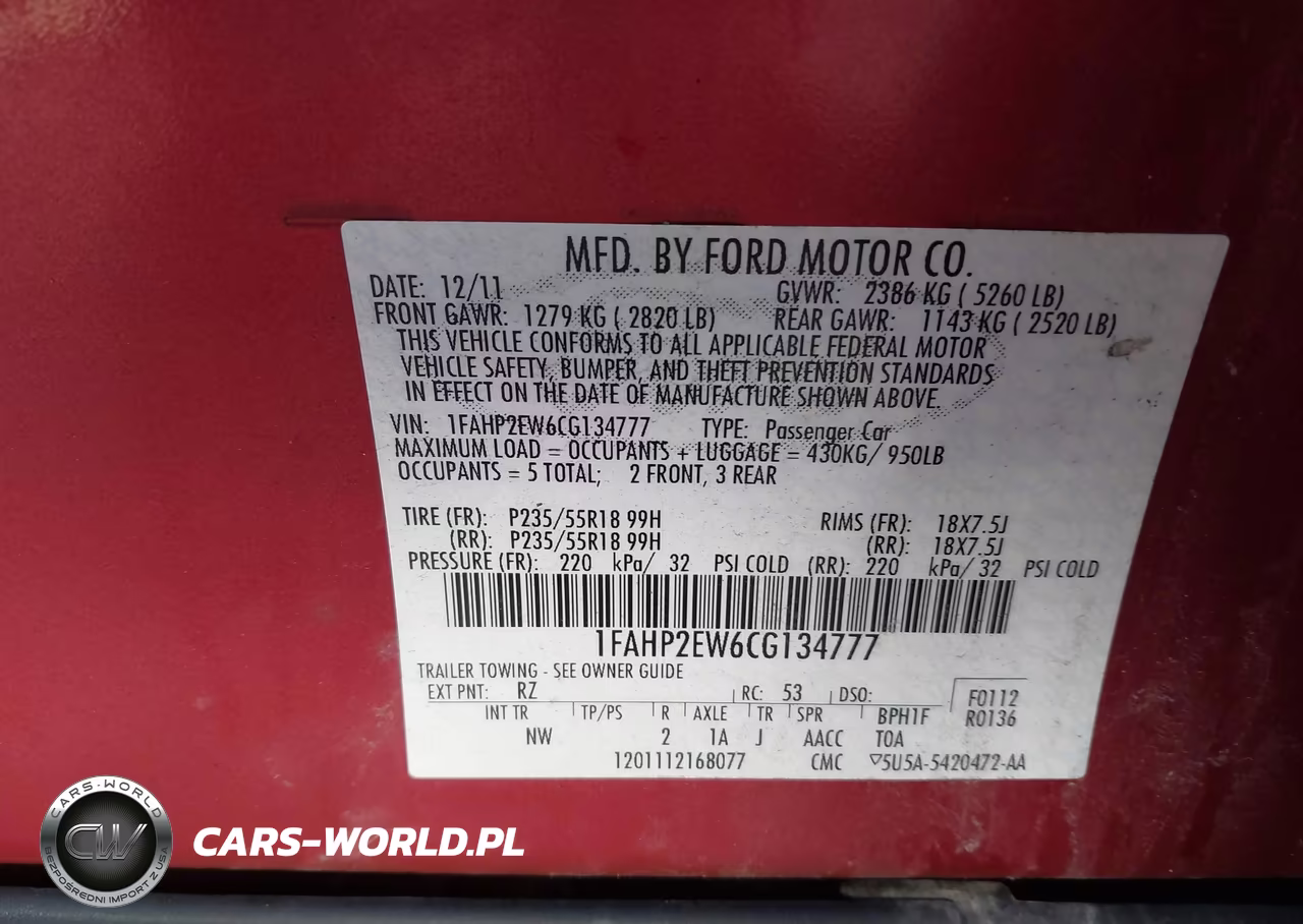 2012 Ford Taurus Sel VIN:1FAHP2EW6CG134777 - 9
