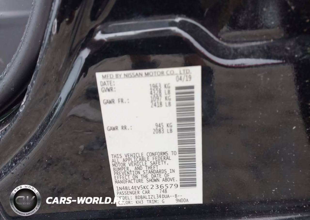 2019 Nissan Altima 2.5 Sl VIN:1N4BL4EV5KC236579 - 9