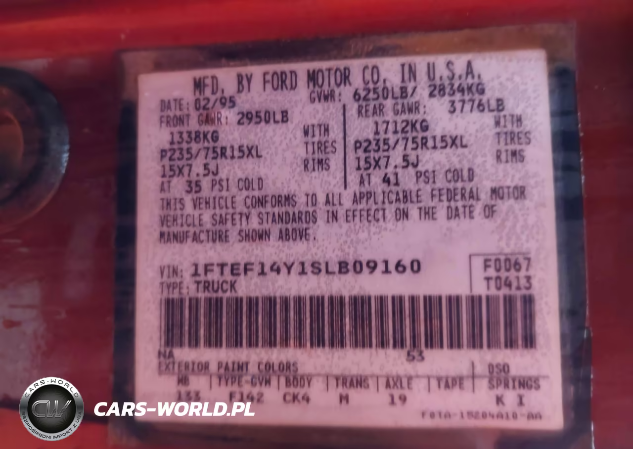 1995 Ford F150 VIN:1FTEF14Y1SLB09160 - 9