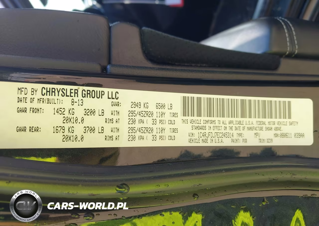 2014 Jeep Grand Cherokee Srt8 VIN:1C4RJFDJ7EC245314 - 9