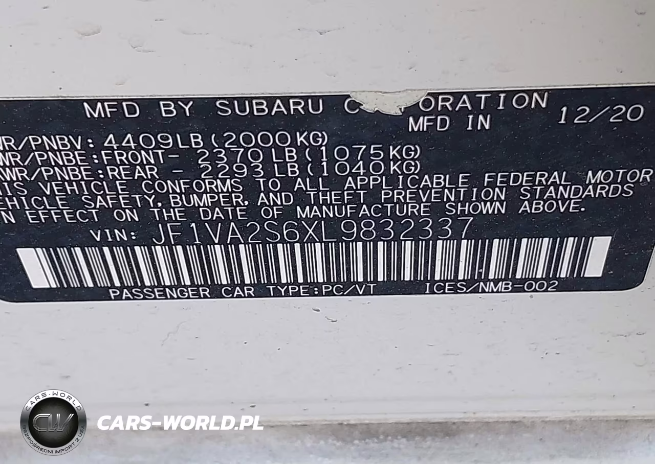 2020 Subaru Wrx Sti VIN:JF1VA2S6XL9832337 - 9
