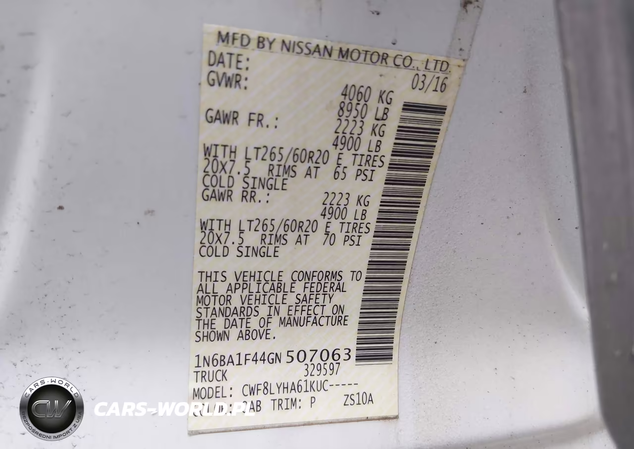 2016 Nissan Titan Xd Platinum Reserve Diesel-Pro-4X Diesel-S Diesel-Sl Diesel-Sv Diesel VIN:1N6BA1F44GN507063 - 9