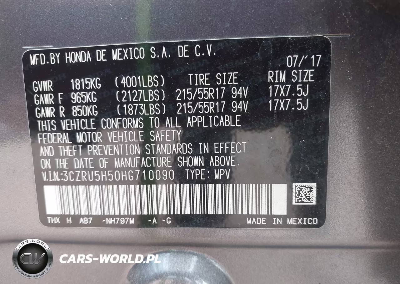 2017 Honda Hr-V Ex VIN:3CZRU5H50HG710090 - 9