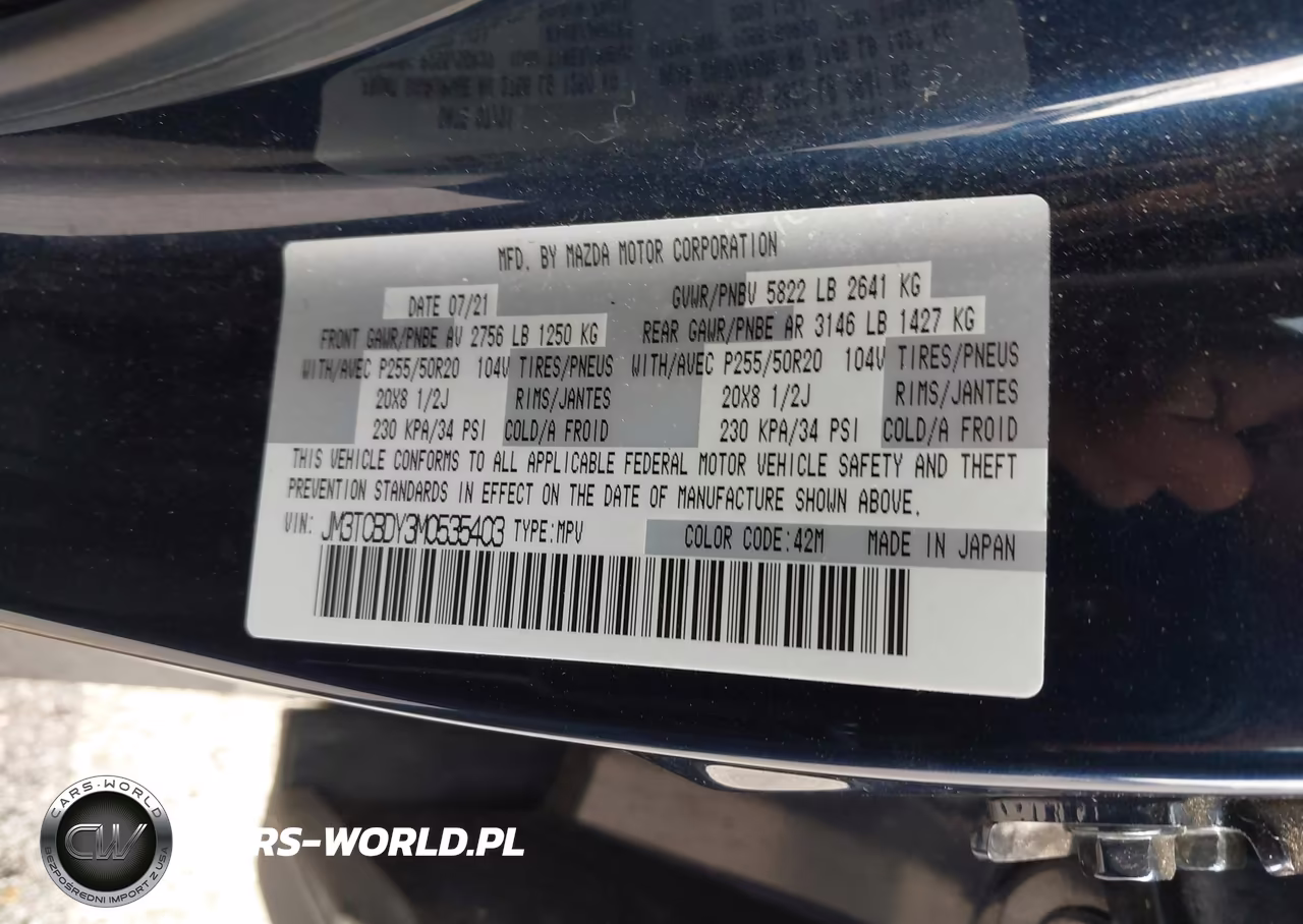 2021 Mazda Cx-9 Grand Touring VIN:JM3TCBDY3M0535403 - 9