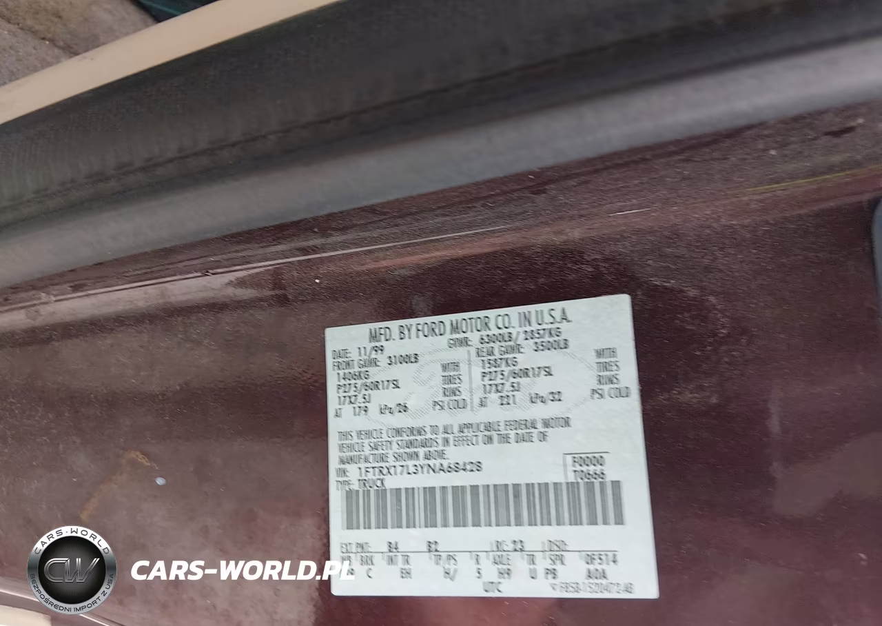 2000 Ford F-150 Lariat-Work Series-Xl-Xlt VIN:1FTRX17L3YNA68428 - 9