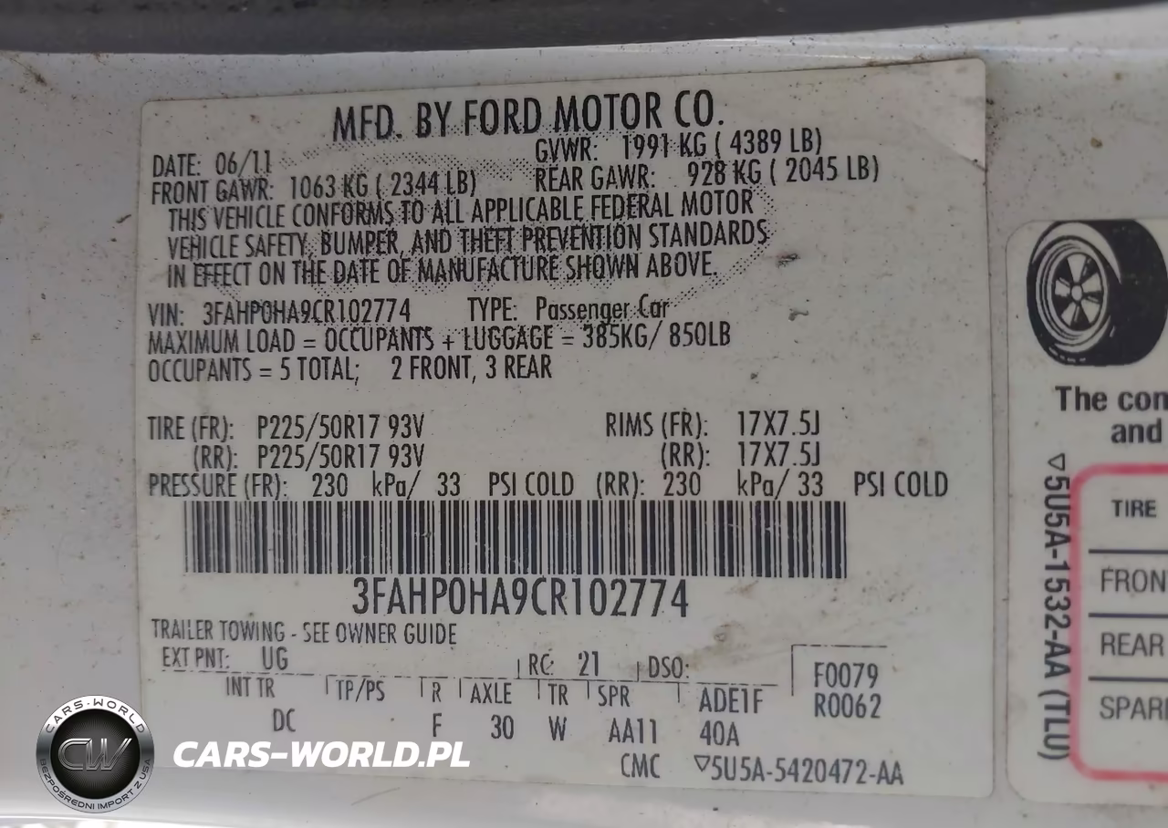 2012 Ford Fusion Se VIN:3FAHP0HA9CR102774 - 9