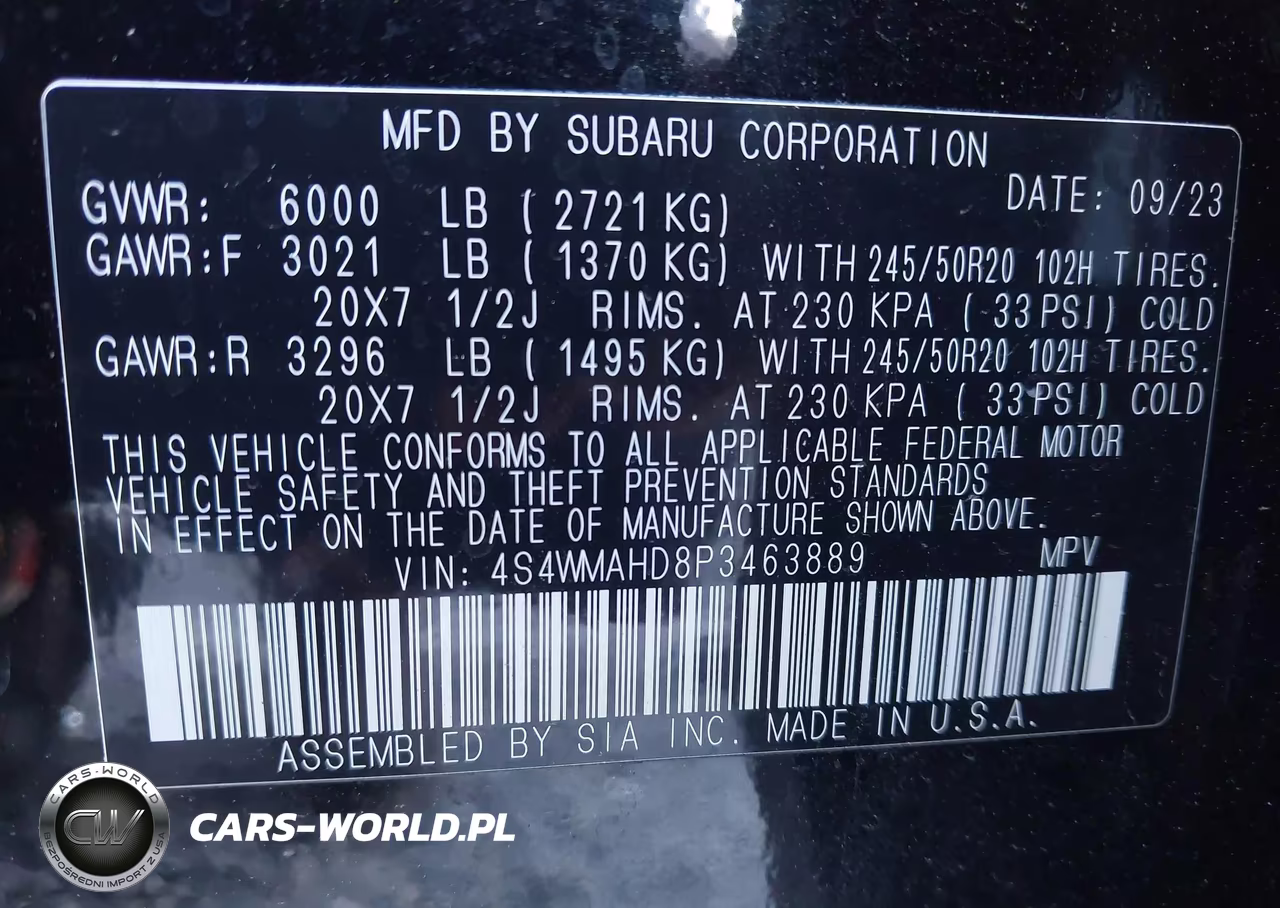 2023 Subaru Ascent Onyx Edition 7-Passenger VIN:4S4WMAHD8P3463889 - 9