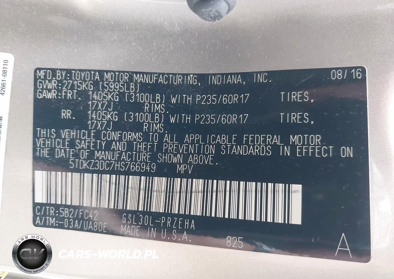 2017 Toyota Sienna Le 8 Passenger VIN:5TDKZ3DC7HS766949 - 9
