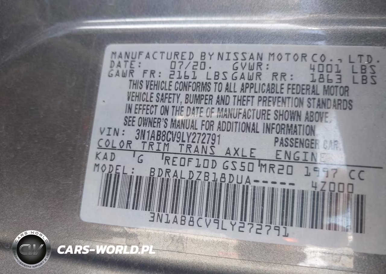 2020 Nissan Sentra Sv Xtronic Cvt VIN:3N1AB8CV9LY272791 - 9