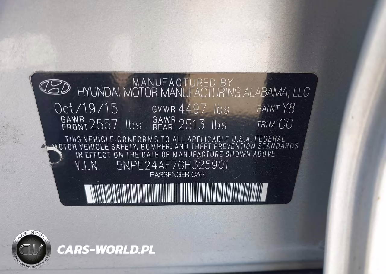 2016 Hyundai Sonata Se VIN:5NPE24AF7GH325901 - 9