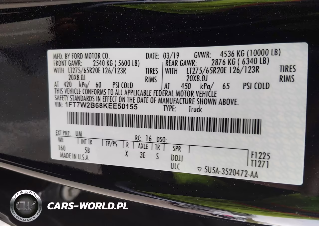 2019 Ford F-250 Lariat VIN:1FT7W2B68KEE50155 - 9