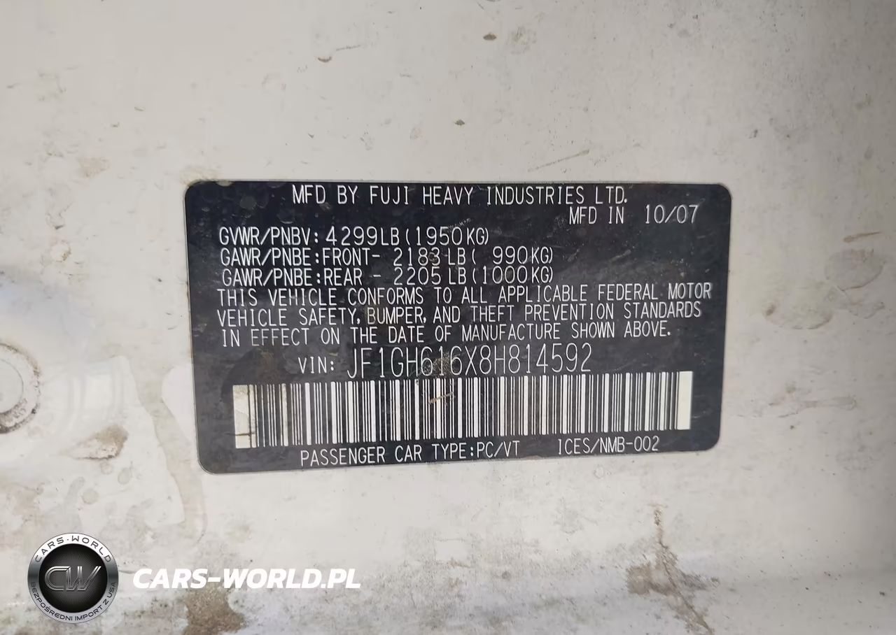 2008 Subaru Impreza 2.5I VIN:JF1GH616X8H814592 - 9