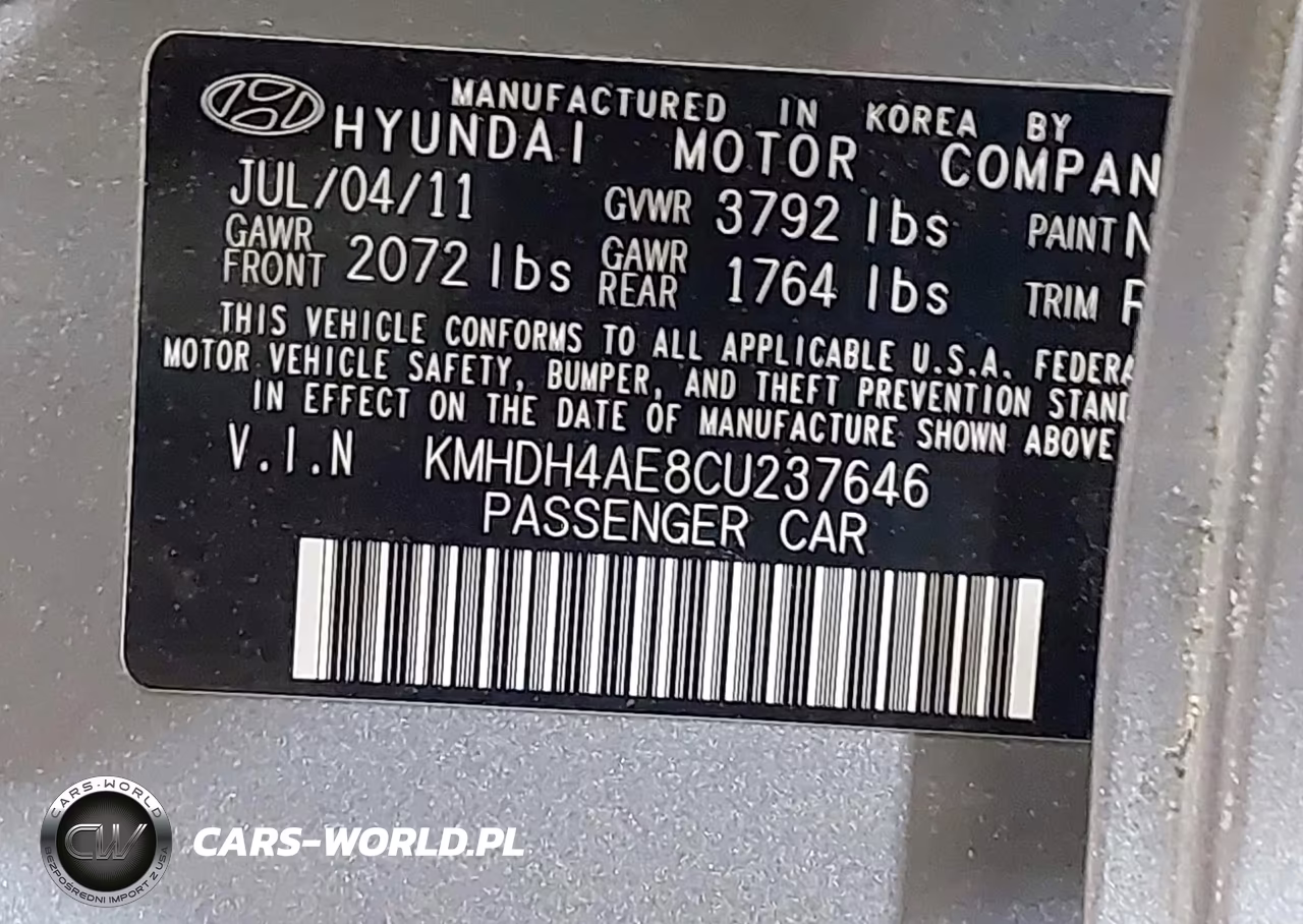 2012 Hyundai Elantra Gls (Ulsan Plant) VIN:KMHDH4AE8CU237646 - 9