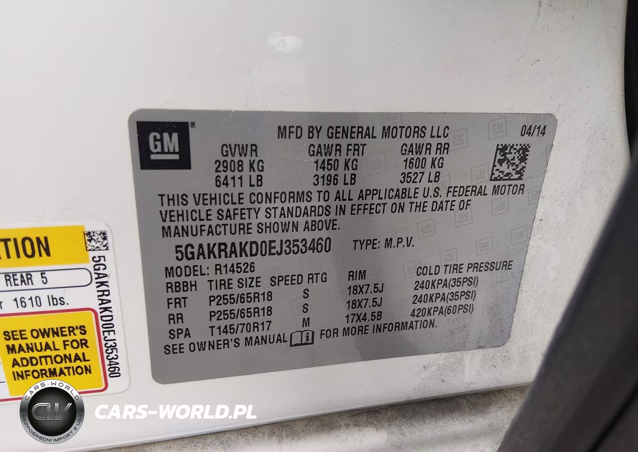 2014 Buick Enclave Convenience VIN:5GAKRAKD0EJ353460 - 9