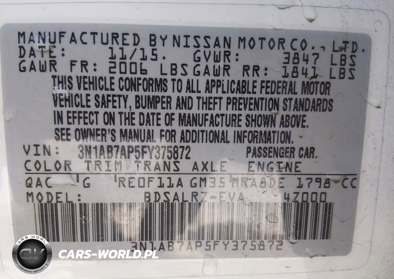 2015 Nissan Sentra Sr VIN:3N1AB7AP5FY375872 - 9