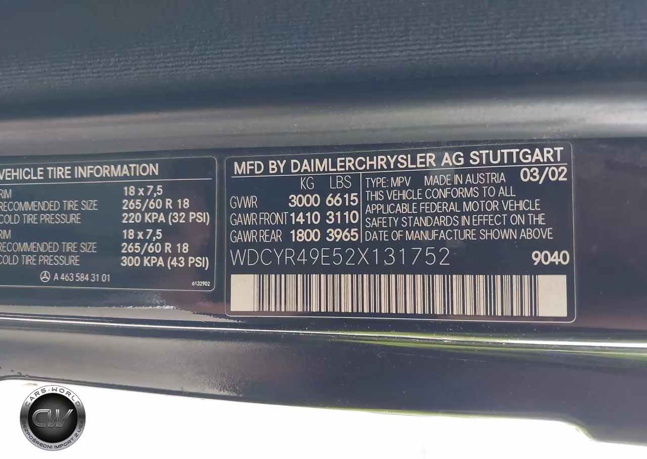 2002 Mercedes-Benz G 500 VIN:WDCYR49E52X131752 - 9