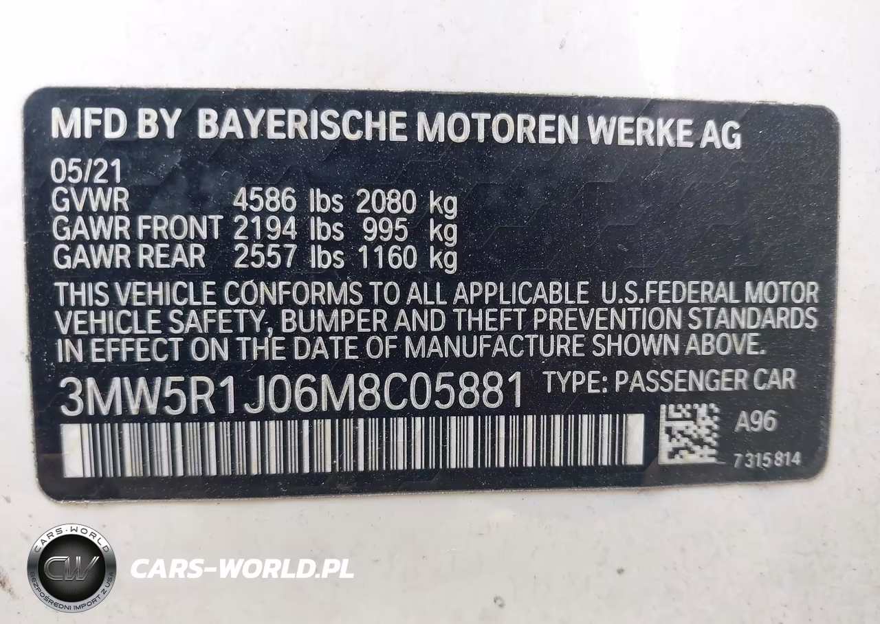 2021 BMW 330I VIN:3MW5R1J06M8C05881 - 9