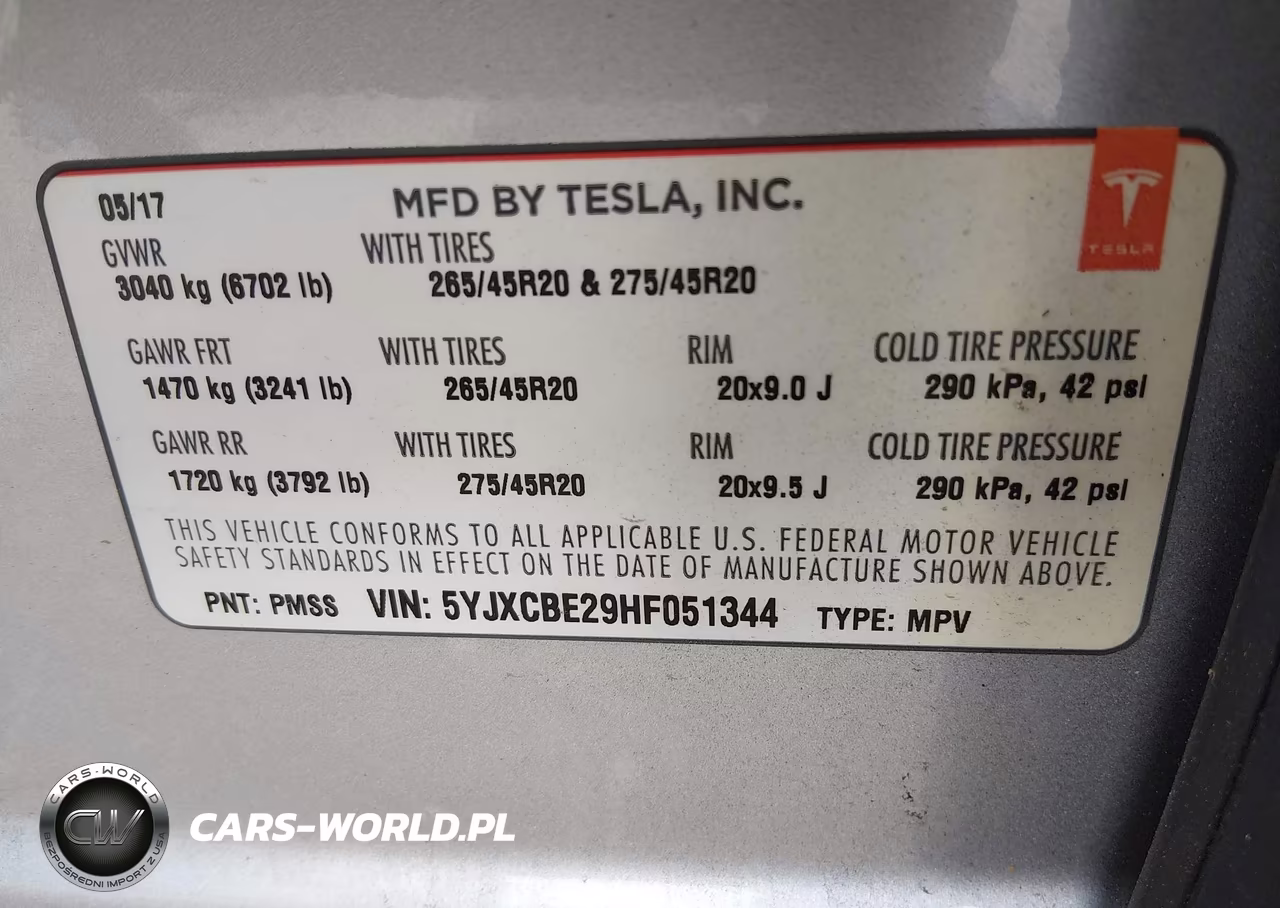 2017 Tesla Model X 100D-75D-90D VIN:5YJXCBE29HF051344 - 9