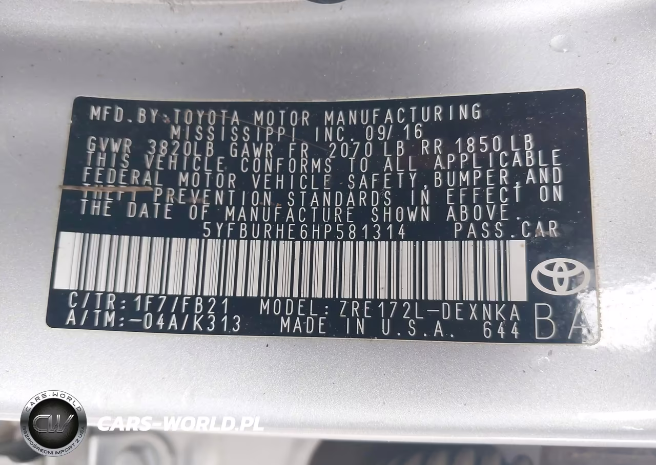 2017 Toyota Corolla Le VIN:5YFBURHE6HP581314 - 9