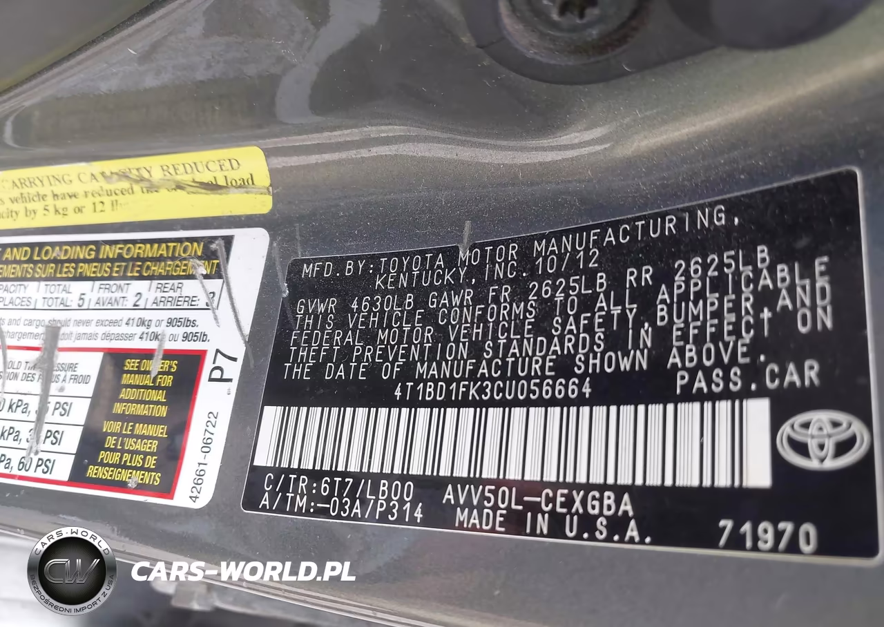 2012 Toyota Camry Hybrid Xle VIN:4T1BD1FK3CU056664 - 9
