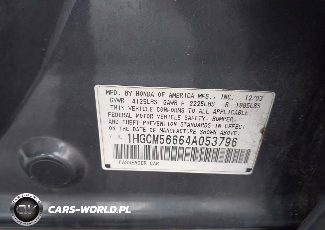 2004 Honda Accord Ex VIN:1HGCM56664A053796 - 9