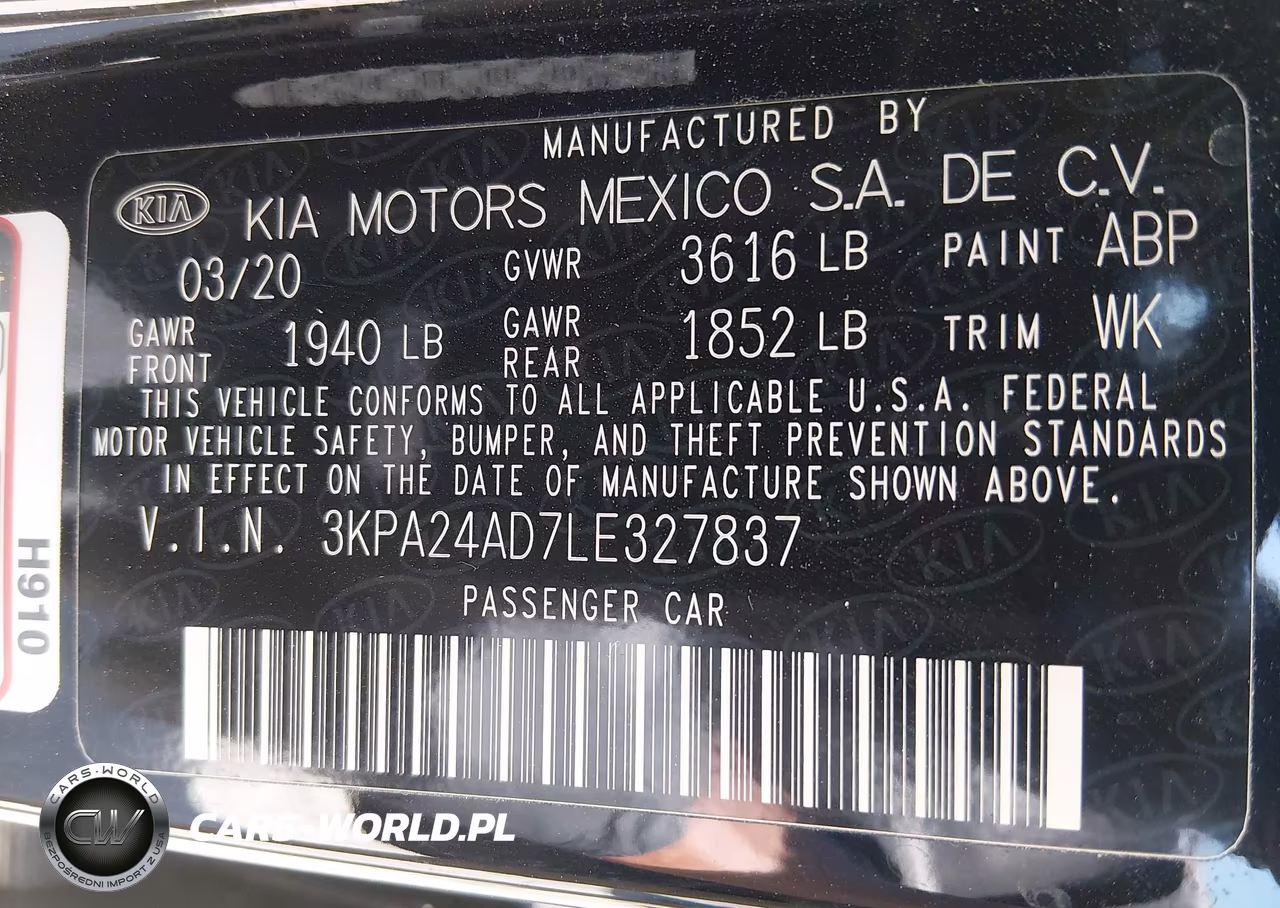 2020 Kia Rio S VIN:3KPA24AD7LE327837 - 9