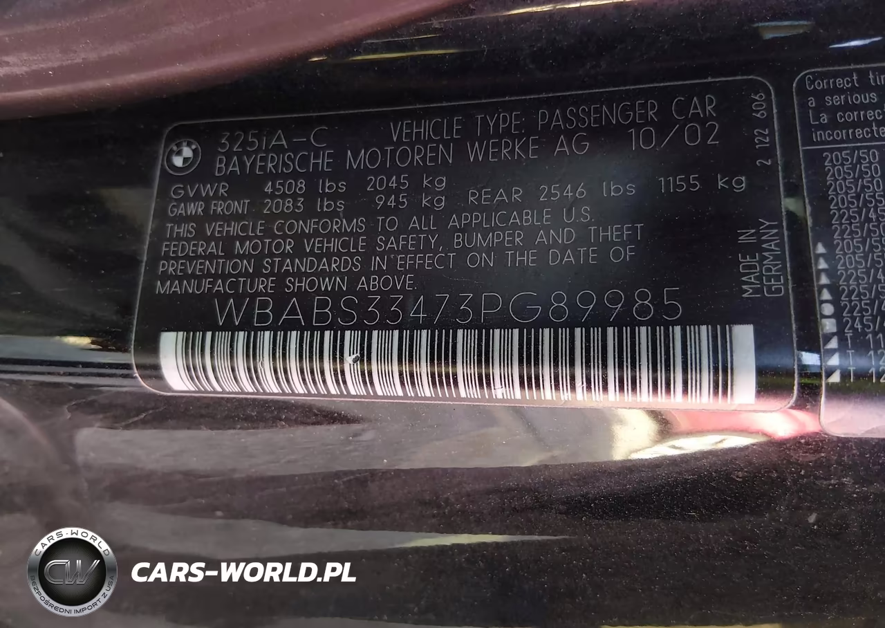 2003 BMW 325Ci VIN:WBABS33473PG89985 - 9