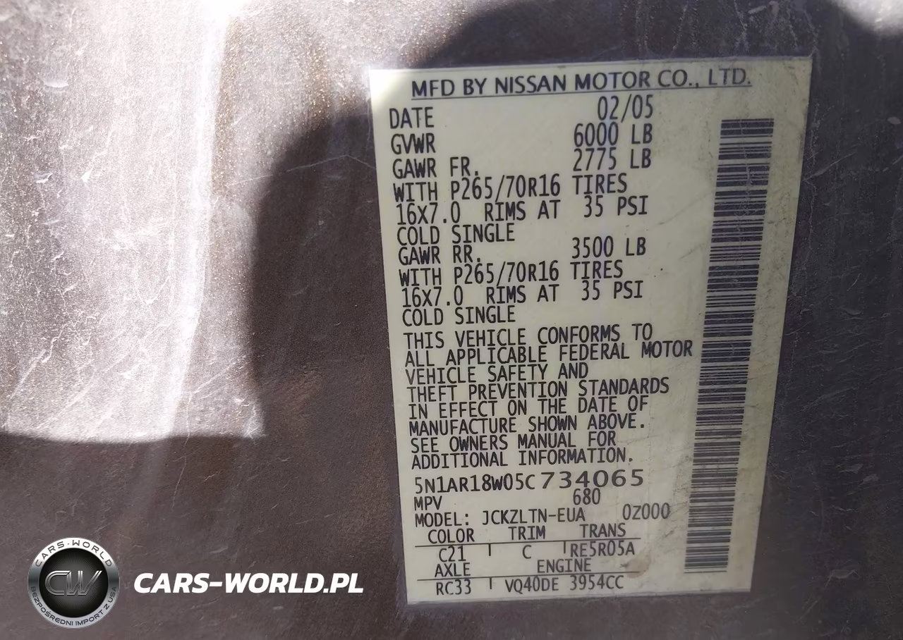 2005 Nissan Pathfinder Se VIN:5N1AR18W05C734065 - 9