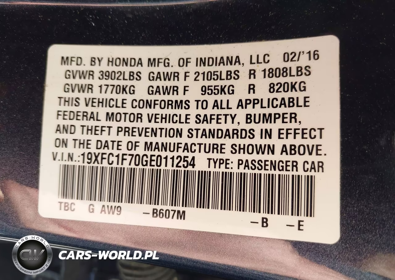 2016 Honda Civic Ex-L VIN:19XFC1F70GE011254 - 9
