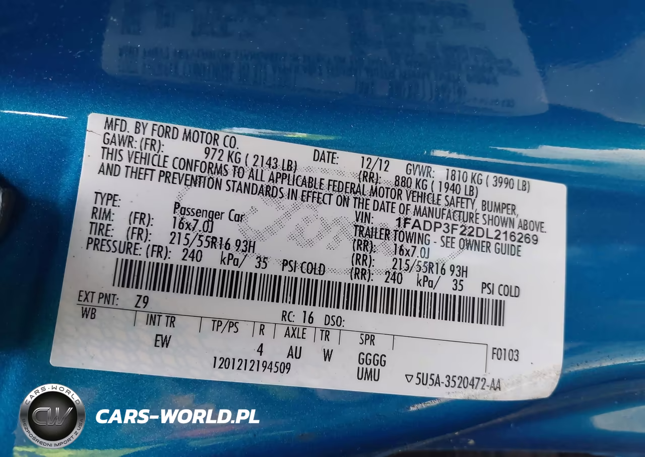 2013 Ford Focus Se VIN:1FADP3F22DL216269 - 9