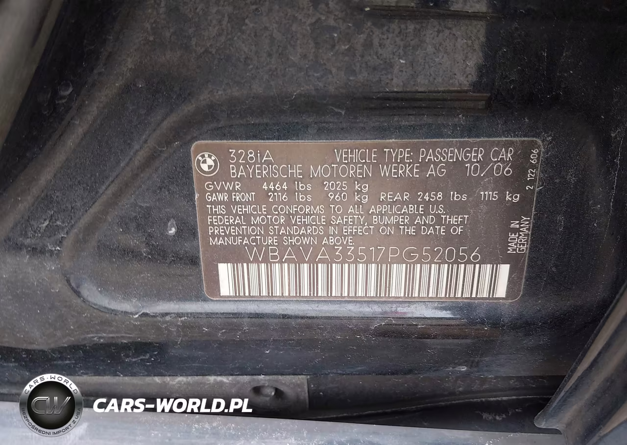 2007 BMW 328I VIN:WBAVA33517PG52056 - 9
