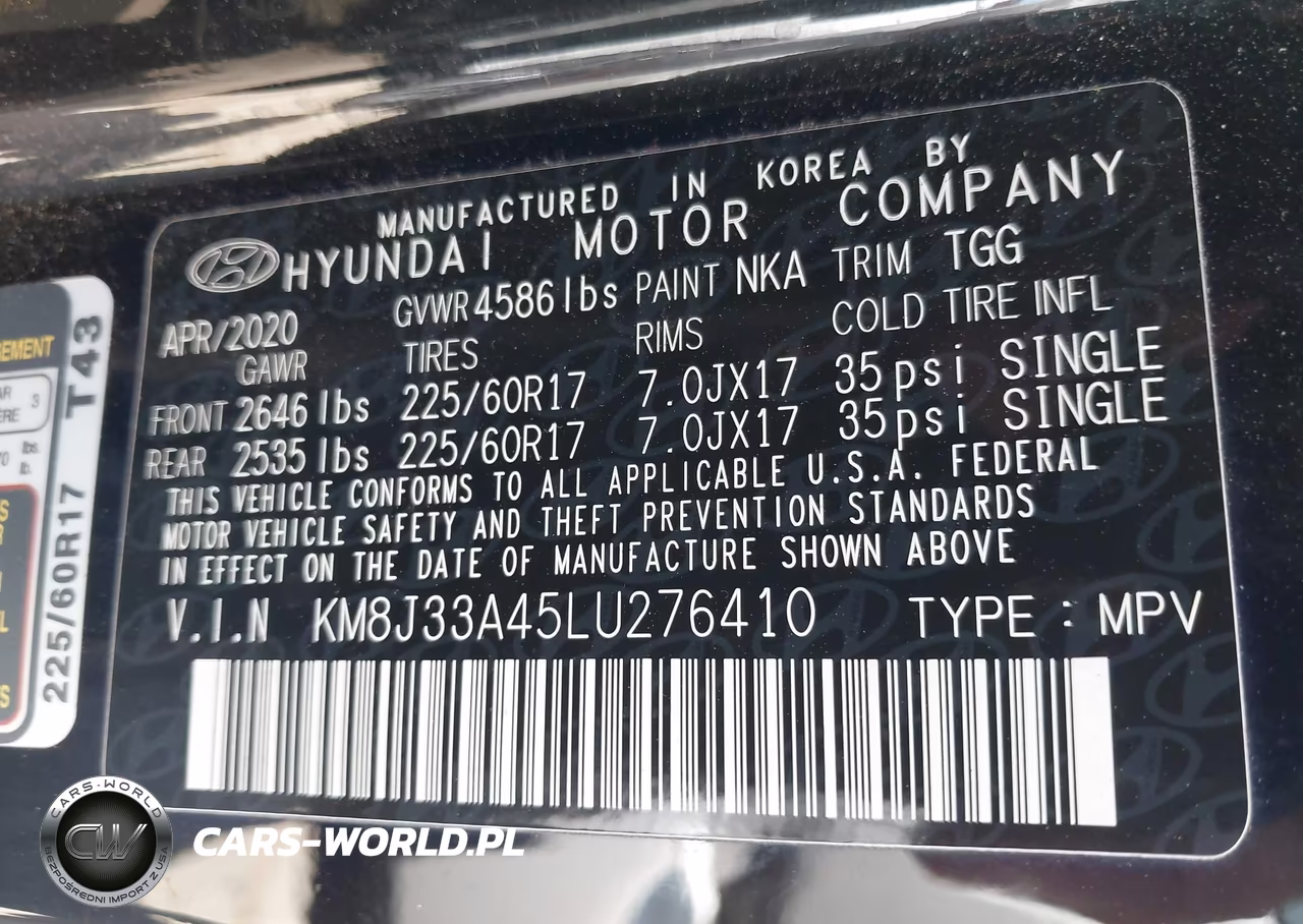 2020 Hyundai Tucson Value VIN:KM8J33A45LU276410 - 9