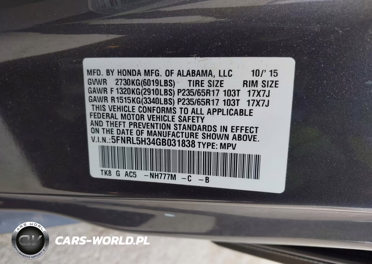 2016 Honda Odyssey Se VIN:5FNRL5H34GB031838 - 9