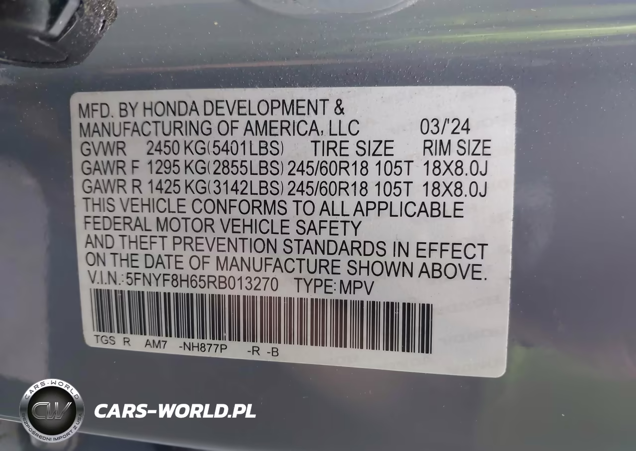 2024 Honda Passport Awd Trailsport VIN:5FNYF8H65RB013270 - 9