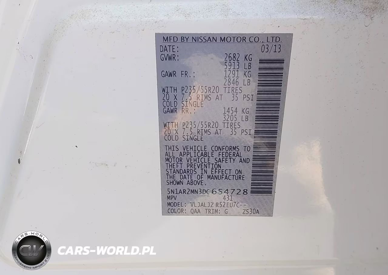2013 Nissan Pathfinder Platinum VIN:5N1AR2MN3DC654728 - 9