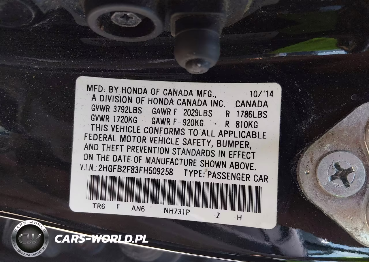 2015 Honda Civic Ex VIN:2HGFB2F83FH509258 - 9