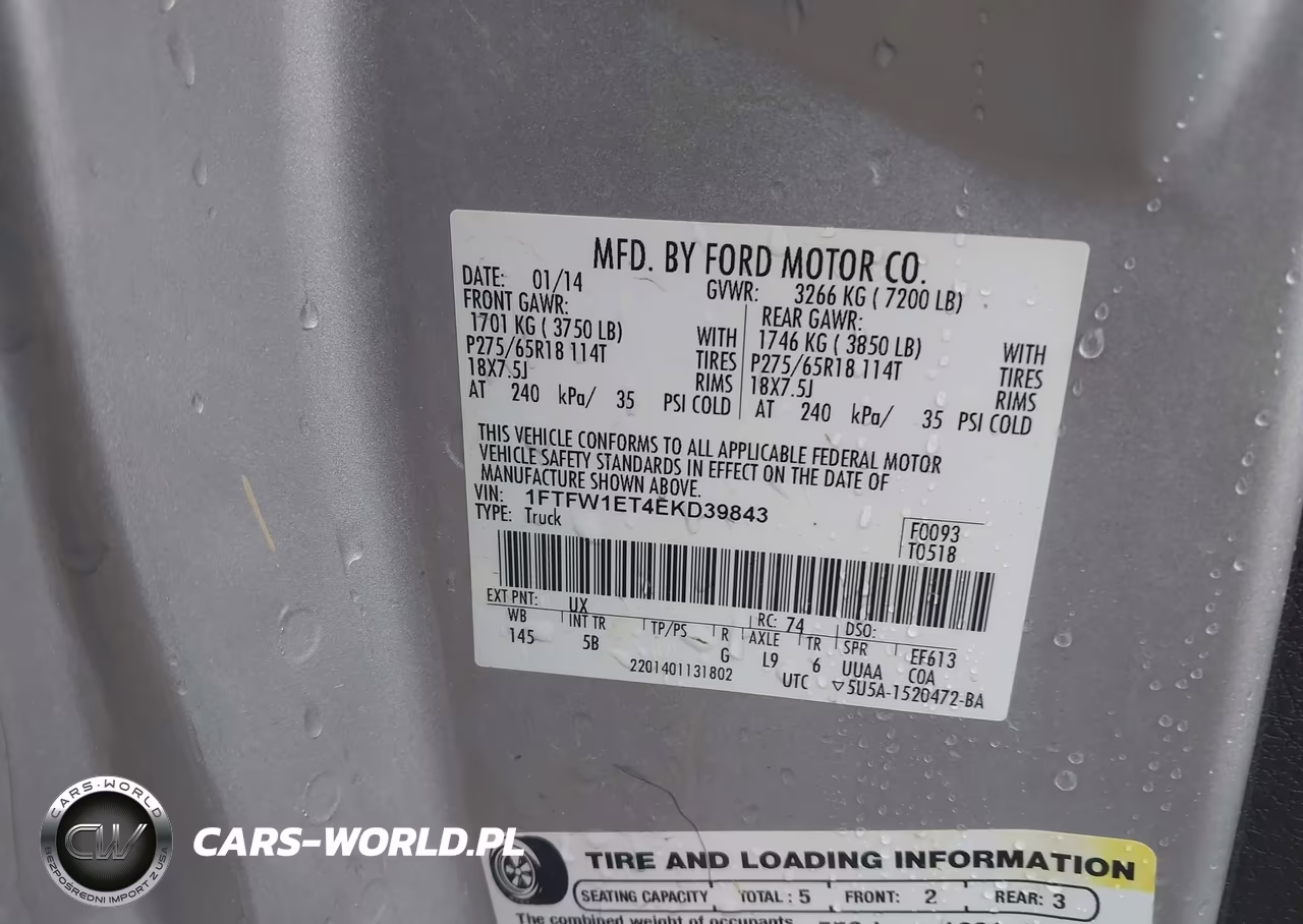 2014 Ford F-150 Fx4 VIN:1FTFW1ET4EKD39843 - 9