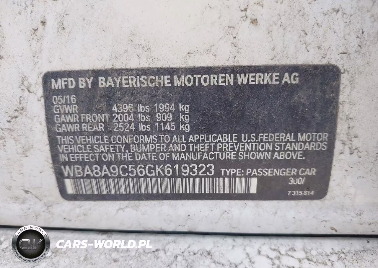 2016 BMW 320I VIN:WBA8A9C56GK619323 - 9