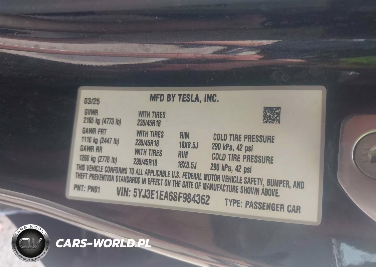 2025 Tesla Model 3 Long Range Rear-Wheel Drive-Standard Rear-Wheel Drive VIN:5YJ3E1EA6SF984362 - 9