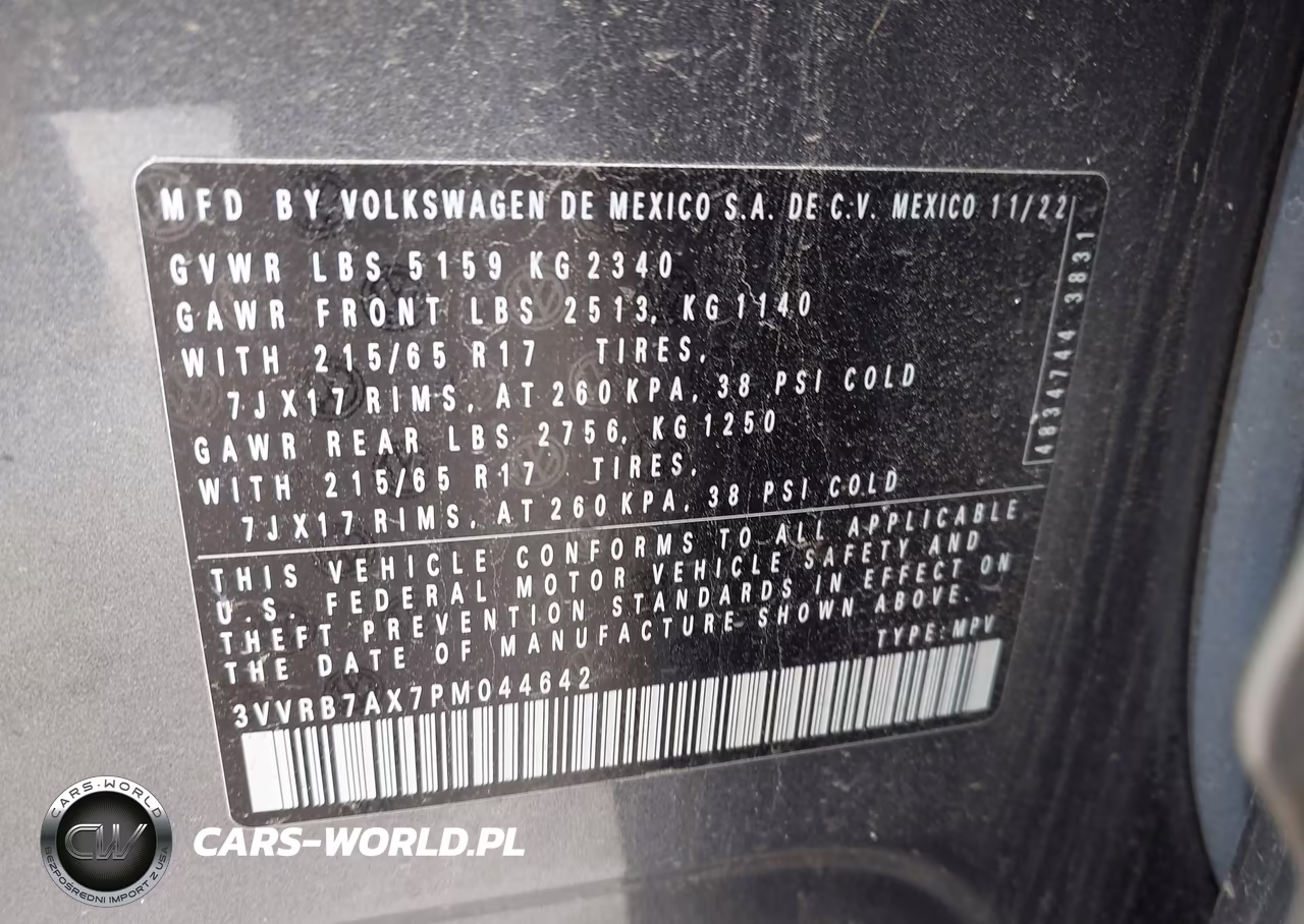 2023 Volkswagen Tiguan 2.0T S VIN:3VVRB7AX7PM044642 - 9