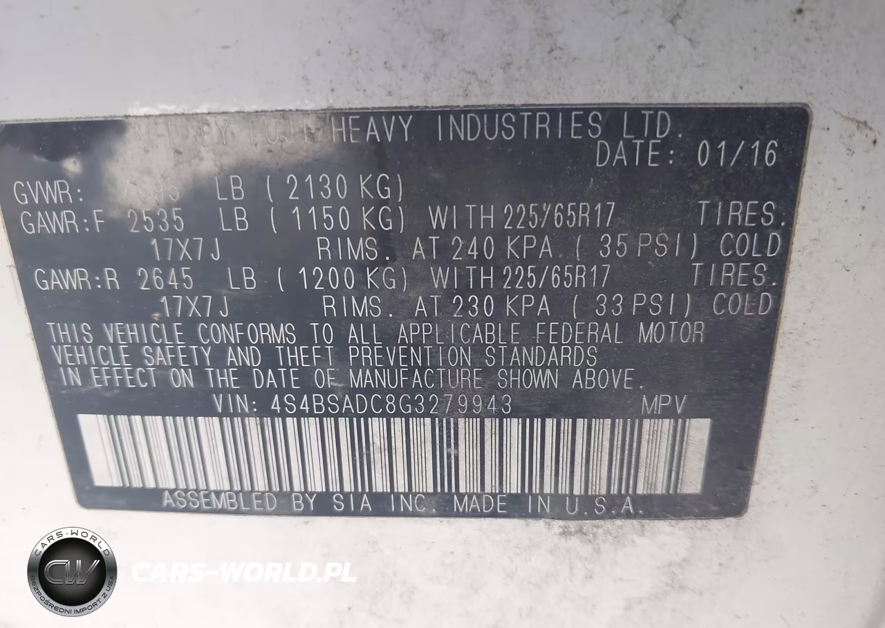 2016 Subaru Outback 2.5I Premium VIN:4S4BSADC8G3279943 - 9