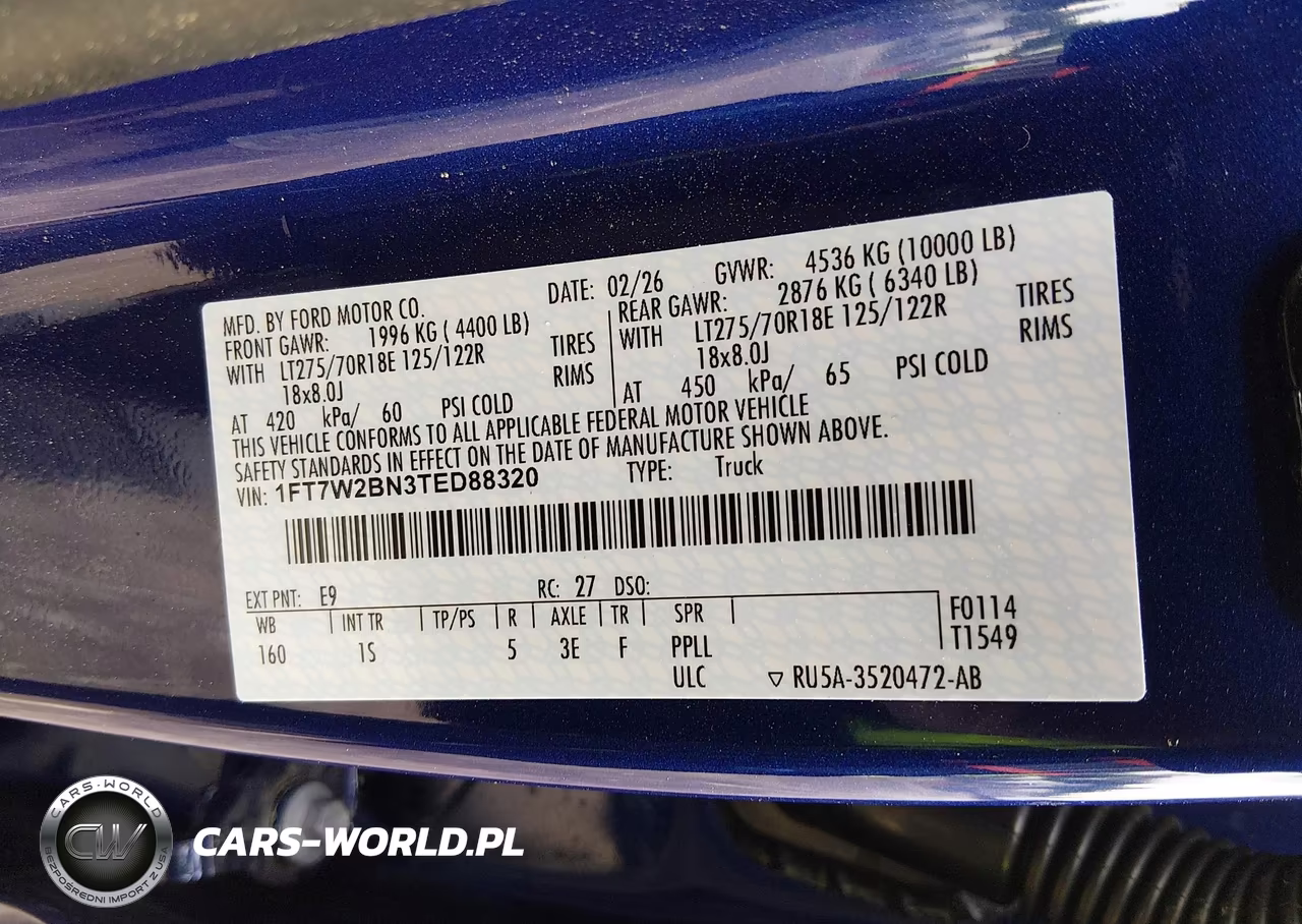 2026 Ford F-250 Xl VIN:1FT7W2BN3TED88320 - 9