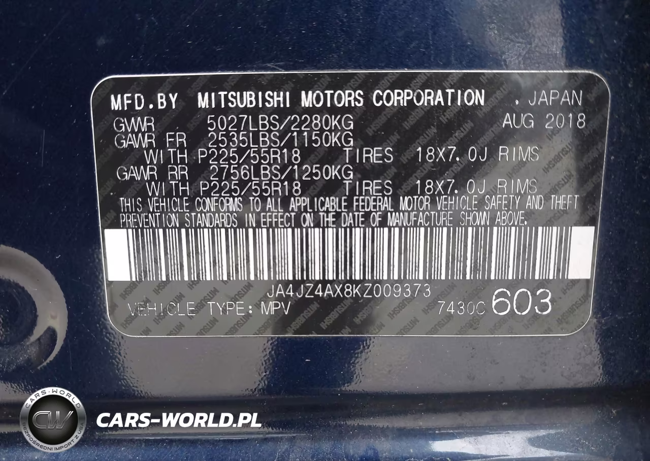 2019 Mitsubishi Outlander Gt VIN:JA4JZ4AX8KZ009373 - 9