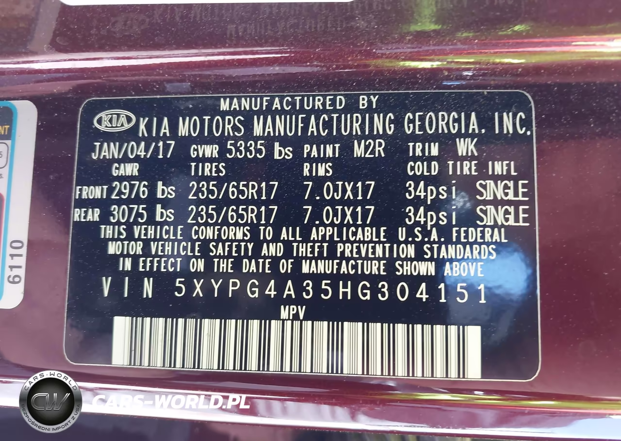 2017 Kia Sorento 2.4L Lx VIN:5XYPG4A35HG304151 - 9