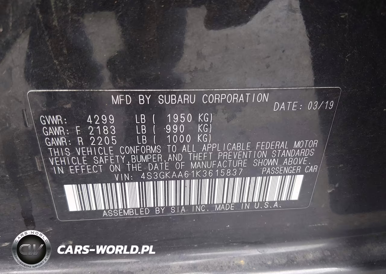2019 Subaru Impreza 2.0I VIN:4S3GKAA61K3615837 - 9