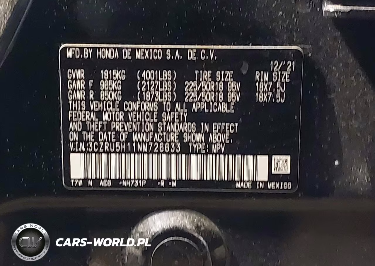 2022 Honda Hr-V 2Wd Sport VIN:3CZRU5H11NM726633 - 9