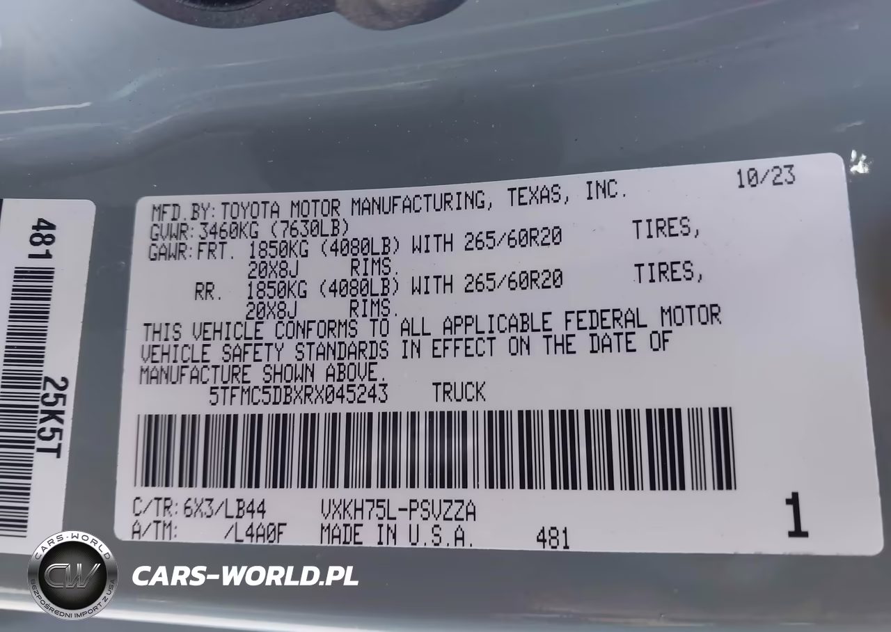 2024 Toyota Tundra Hybrid 1794 Edition 4Wd VIN:5TFMC5DBXRX045243 - 9