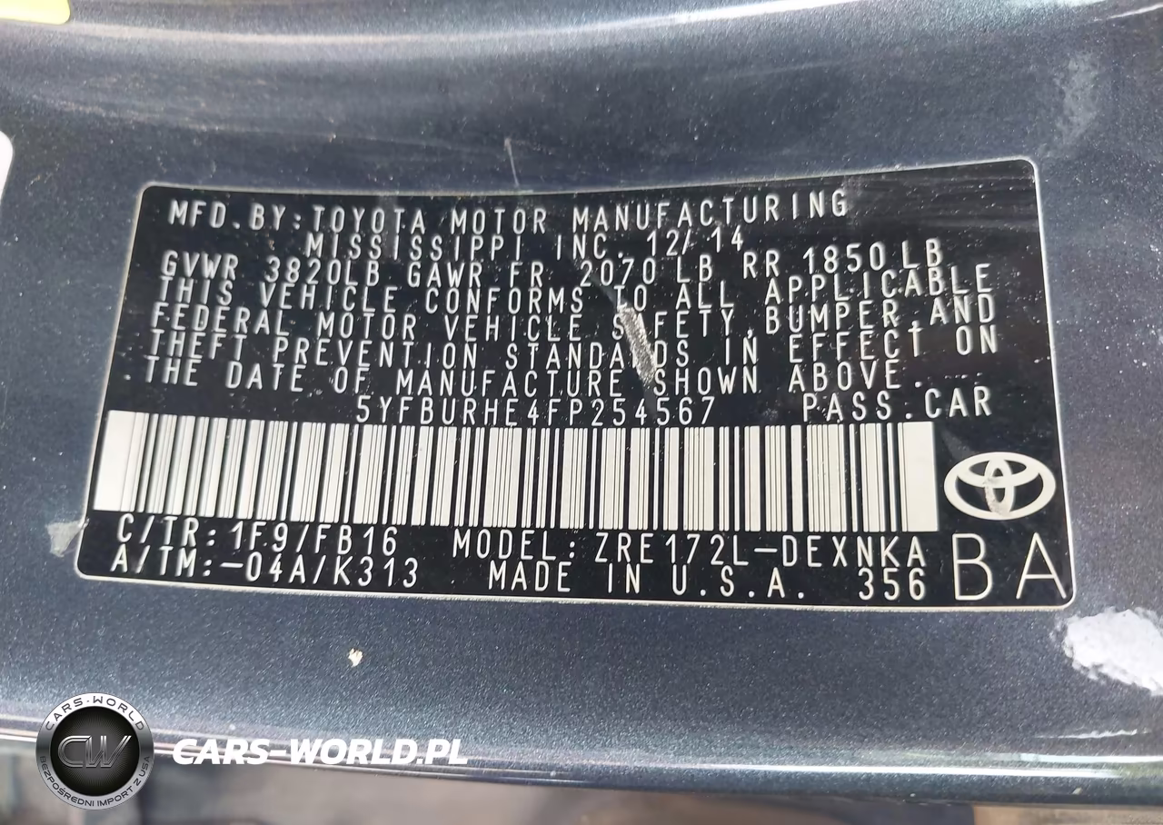 2015 Toyota Corolla Le VIN:5YFBURHE4FP254567 - 9