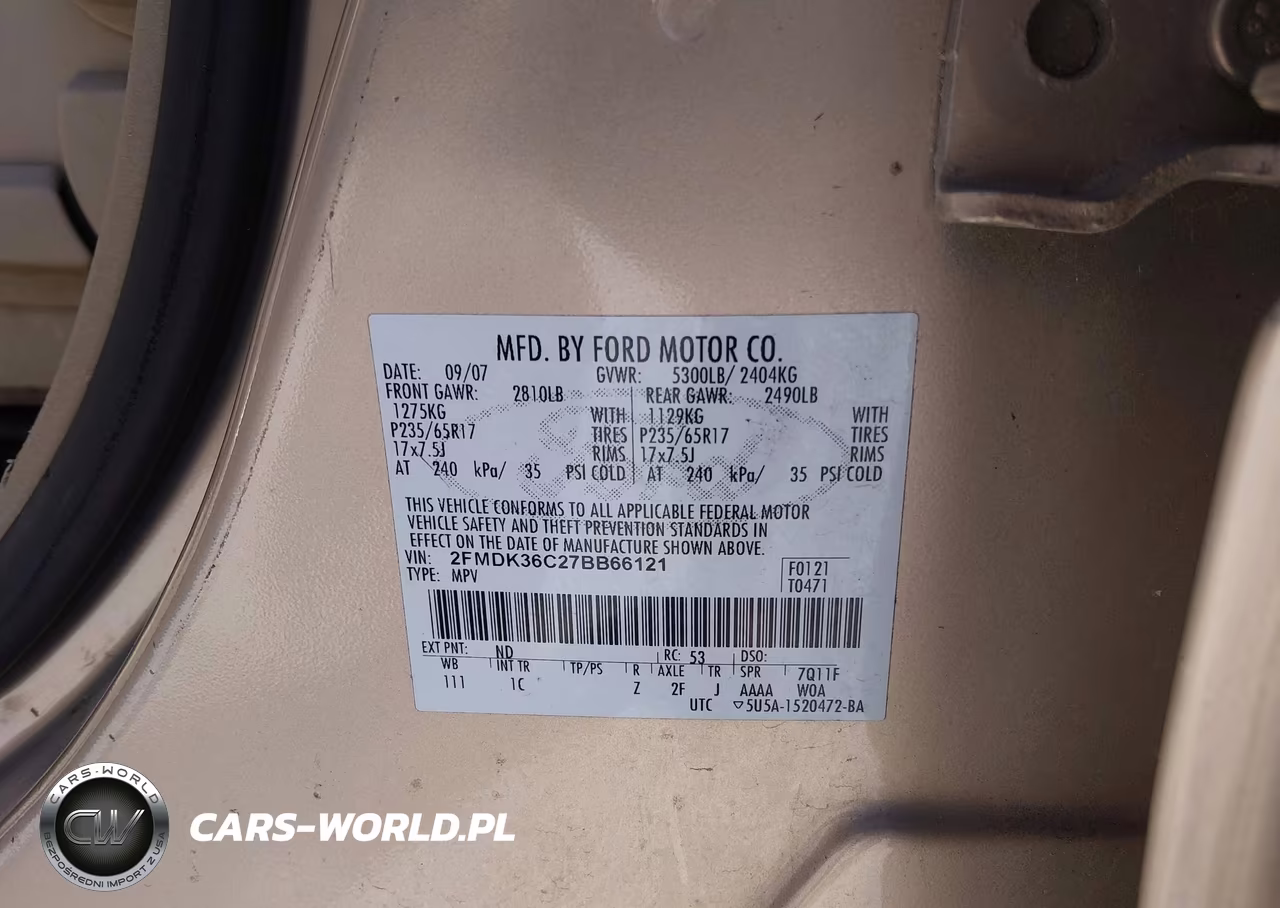 2007 Ford Edge Se VIN:2FMDK36C27BB66121 - 9