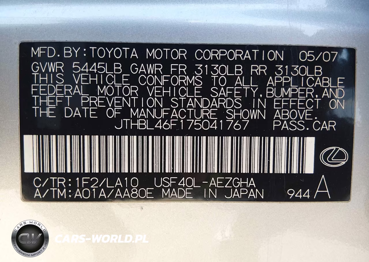 2007 Lexus Ls 460 VIN:JTHBL46F175041767 - 9
